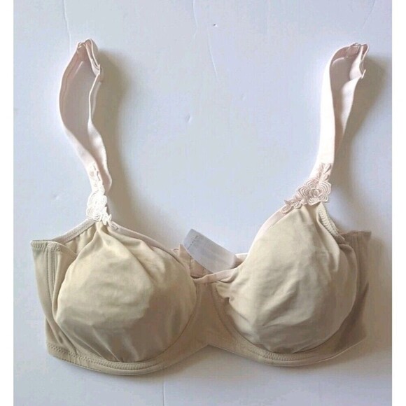 Rosa Faia Beautyfull Bra Size 34E Unlined Balconet Beige Embroidered Underwire - Picture 9 of 9